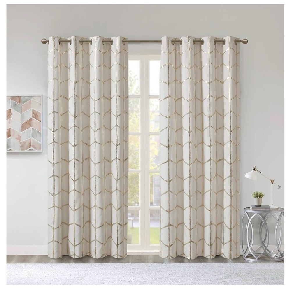 Elegant Cream Geometric Curtains